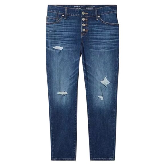 Torrid Size 26R Perfect Skinny Ankle Jeans Distressed Button Fly Vintage Stretch - Picture 1 of 16